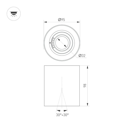 Светильник SP-ACENTO-R95-10W Day4000 (BK, 20-45 deg, 230V) (Arlight, IP20 Металл, 5 лет)