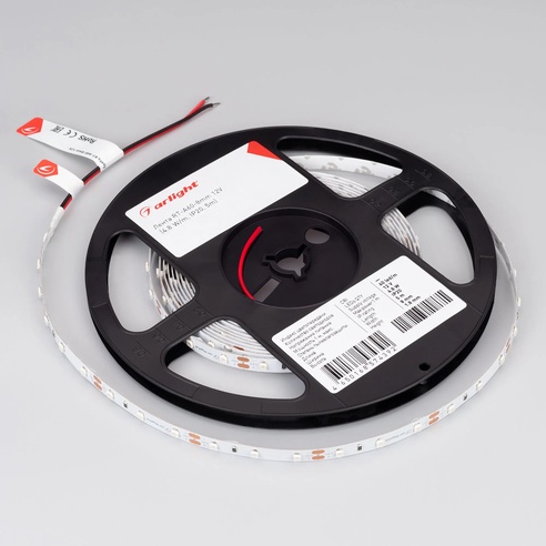 Лента светодиодная RT-A60-8mm 12V Green (4.8 W/m, IP20, 2835, 5m) (Arlight, Открытый)