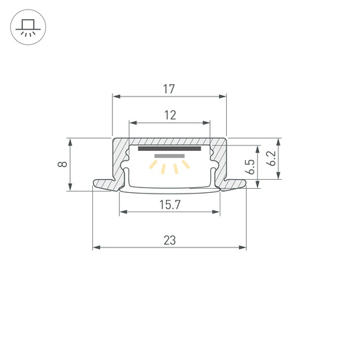 Профиль LINE-2308-F-2000 ANOD GOLD (Arlight, Алюминий)