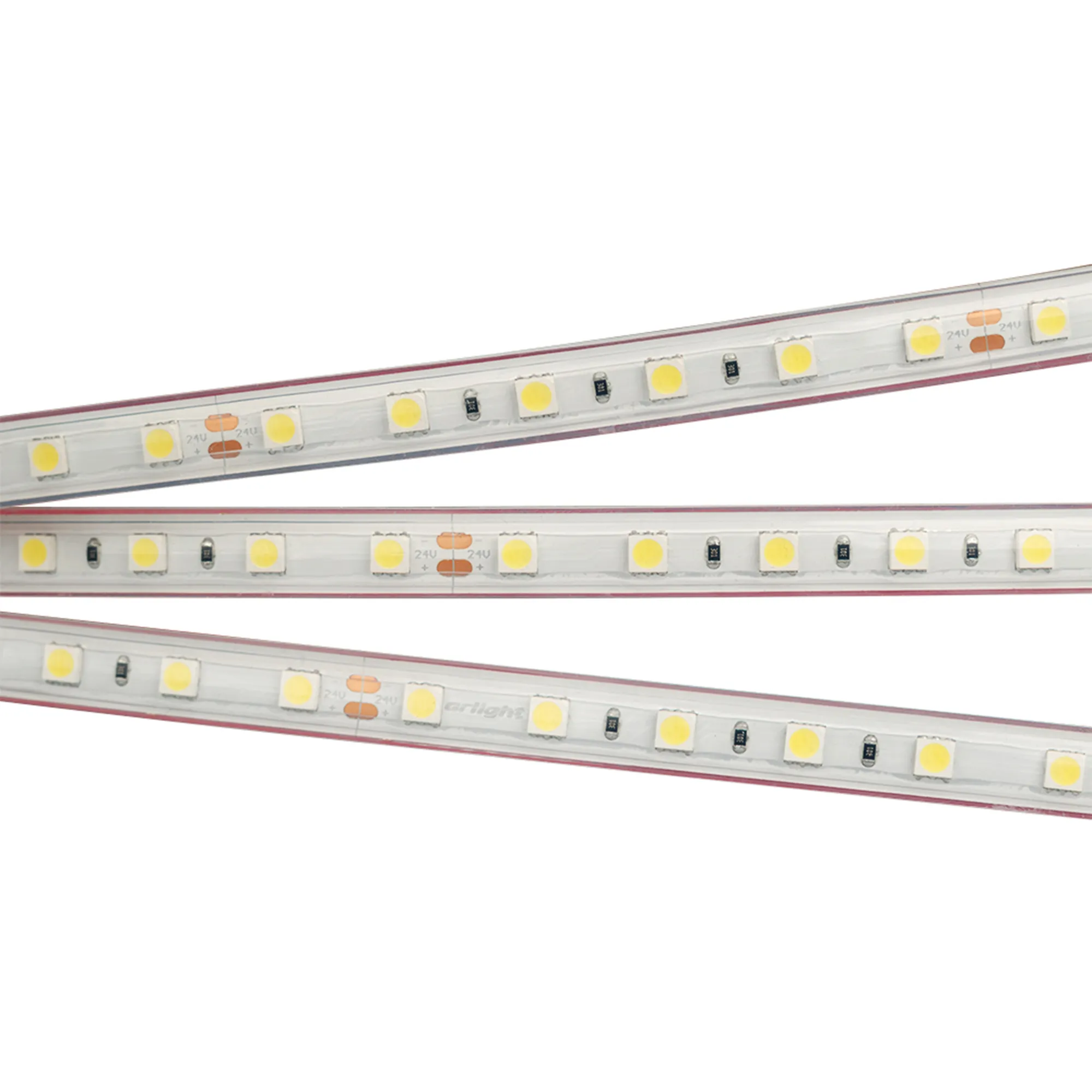 Лента светодиодная RTW 2-5000PS 24V White6000 2x (5060, 300 LED, LUX) (Arlight, 14.4 Вт/м, IP67)